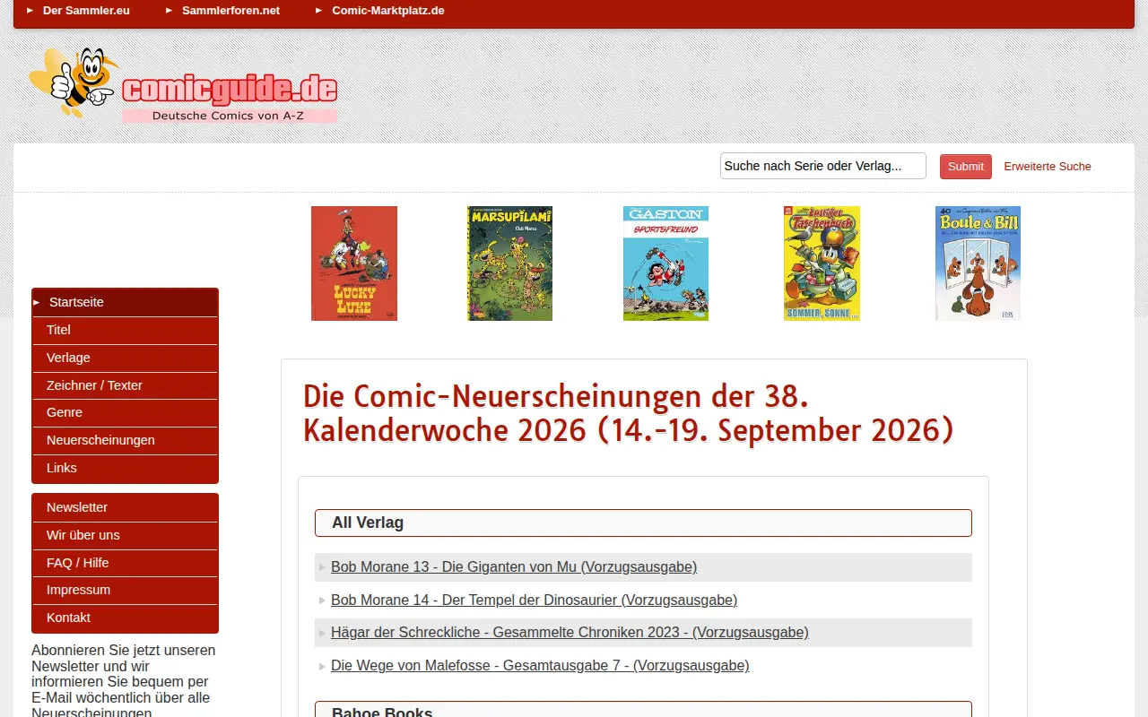 Deutscher Comic Guide website preview