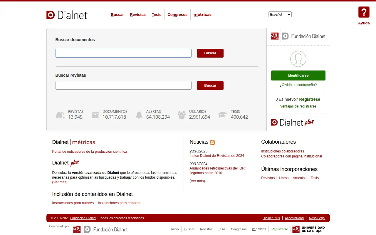 Dialnet website preview