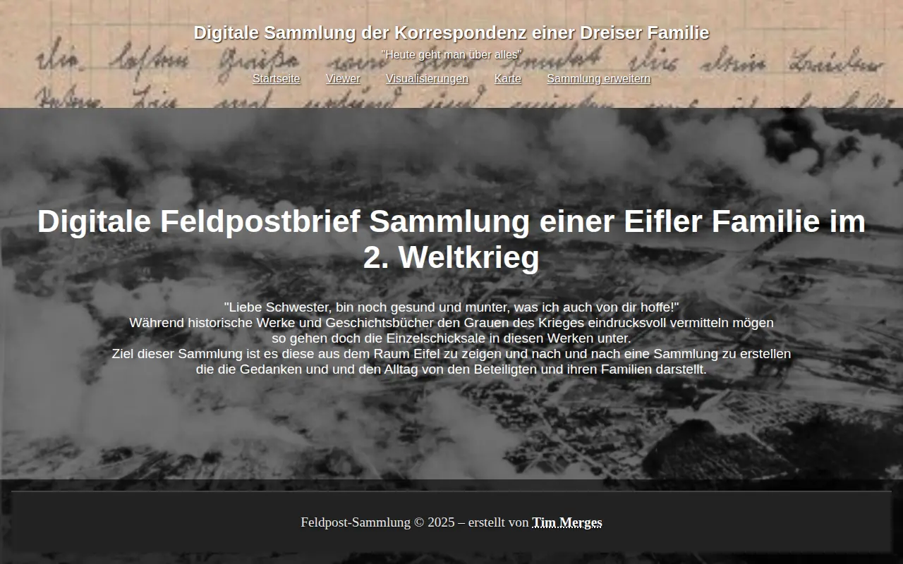 Digital Collection of the Klein Family Field Post Letters website preview
