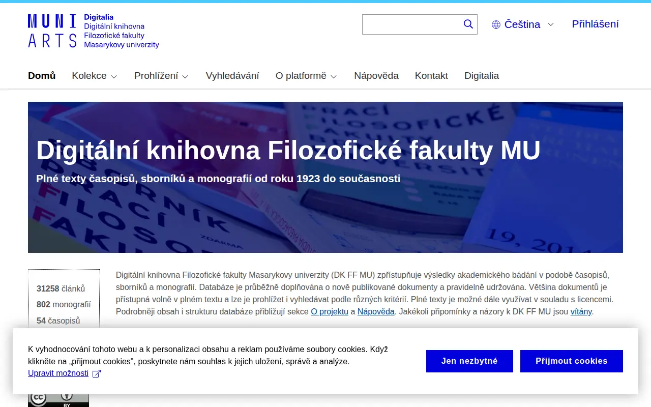 Digital Library of the Faculty of Arts, Masaryk University website preview
