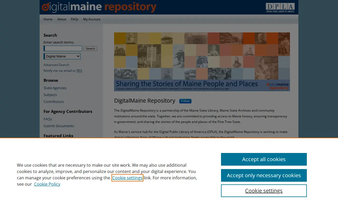 Digital Maine Repository website preview