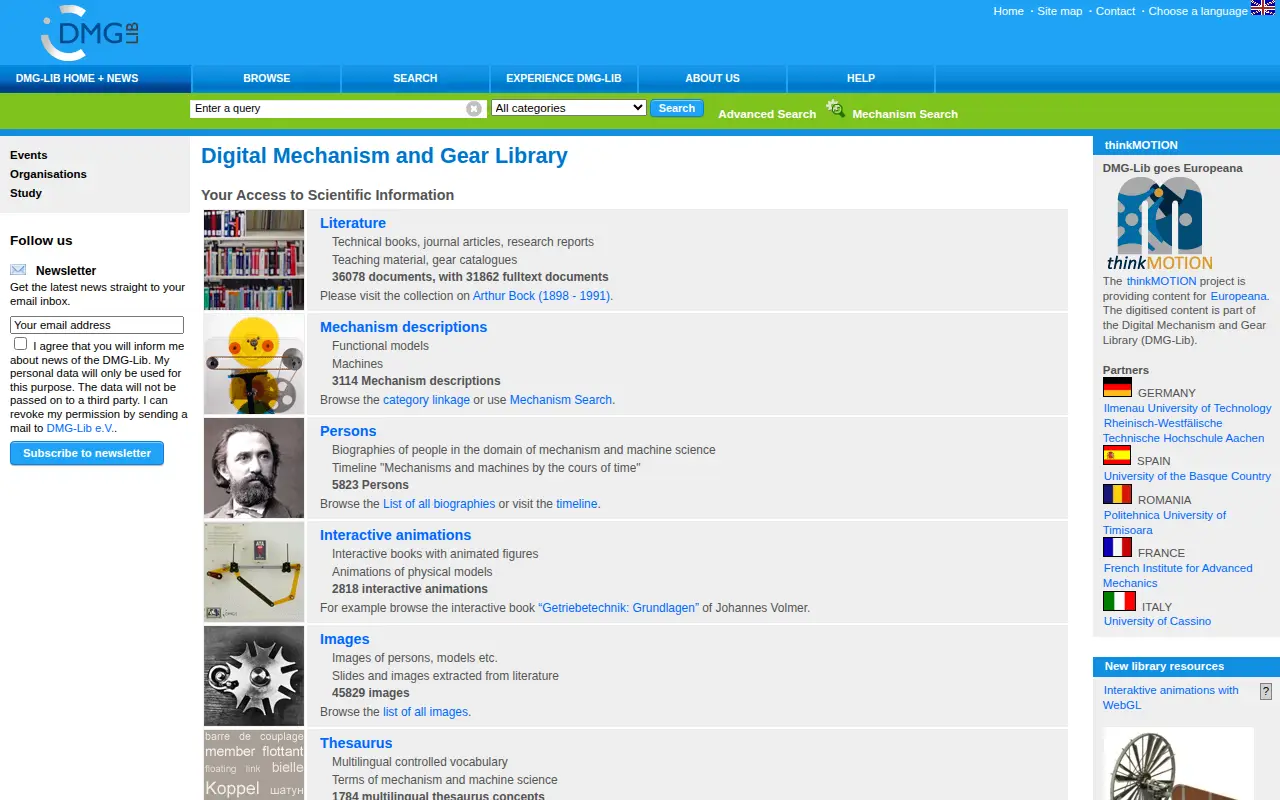 Digital Mechanism and Gear Library website preview