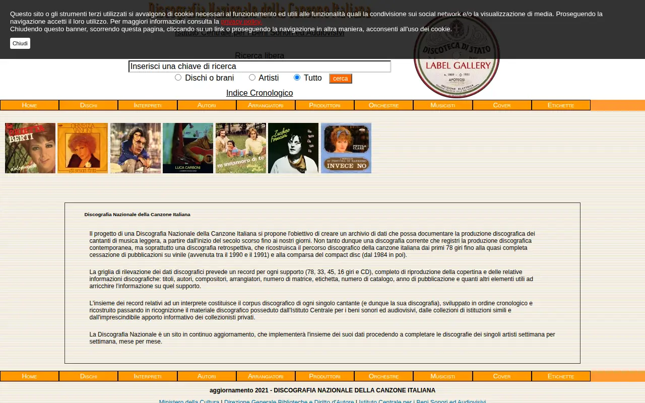 Discografia Nazionale della Canzone Italiana website preview