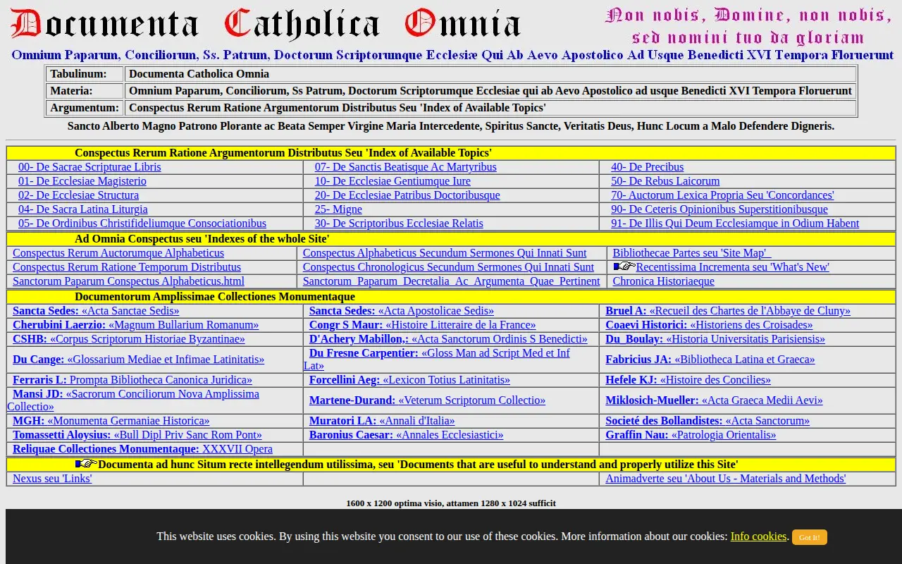 Documenta Catholica Omnia website preview