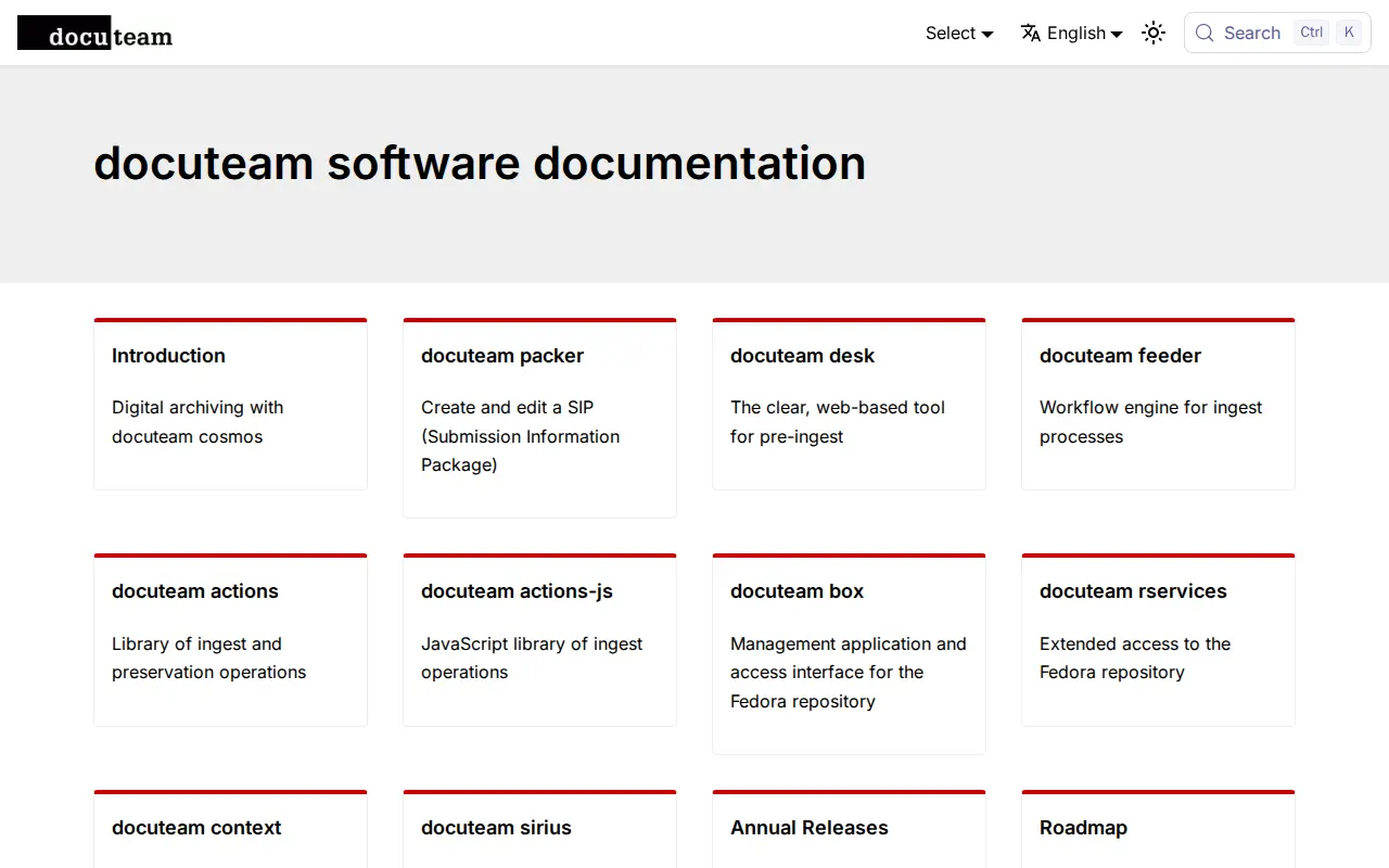 docuteam cosmos website preview