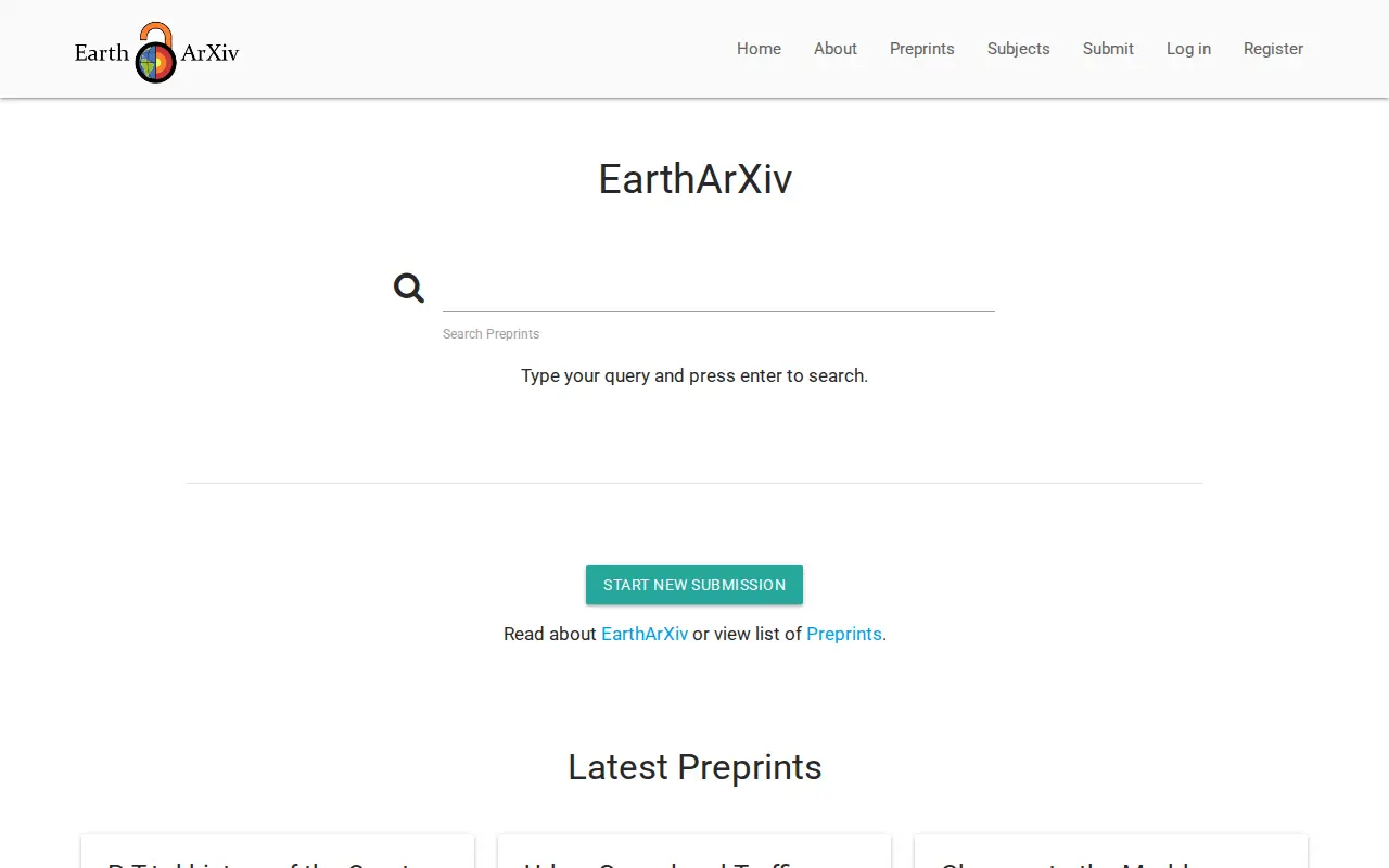 EarthArXiv website preview