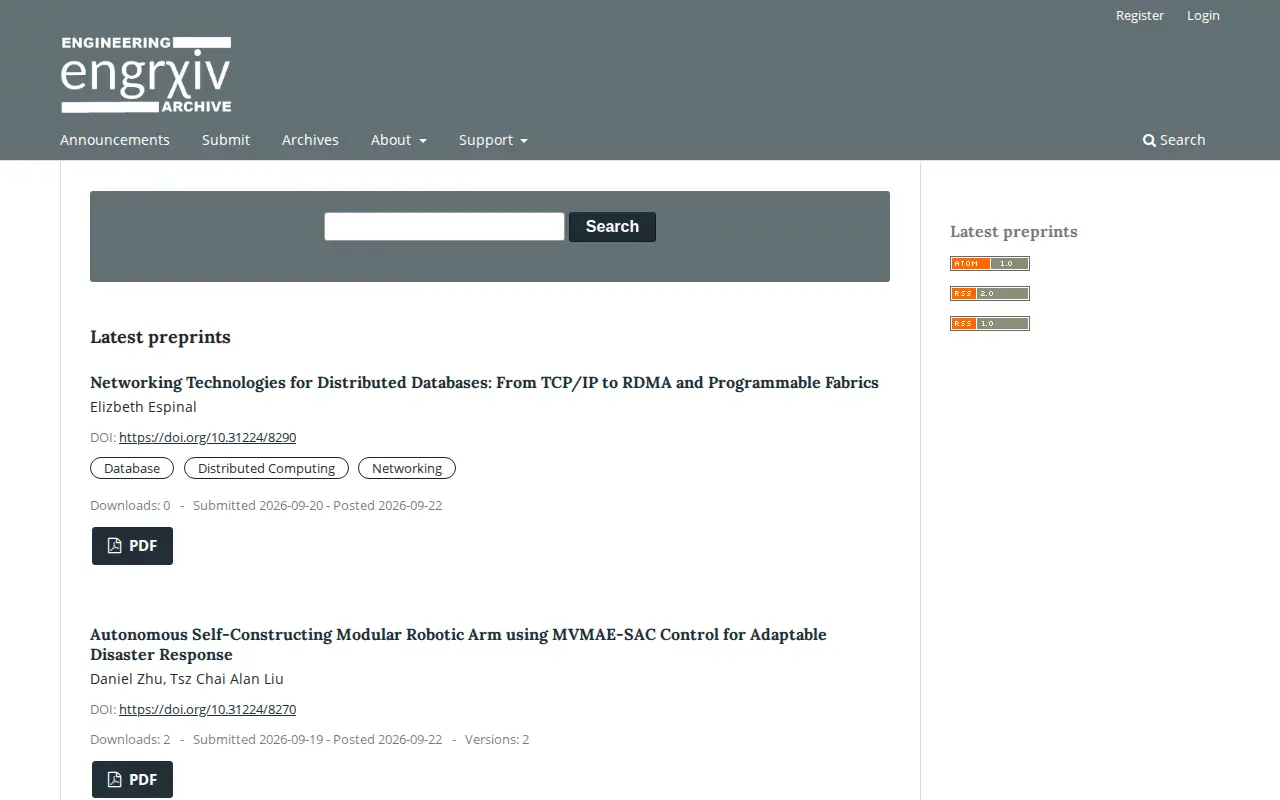 engrXiv website preview