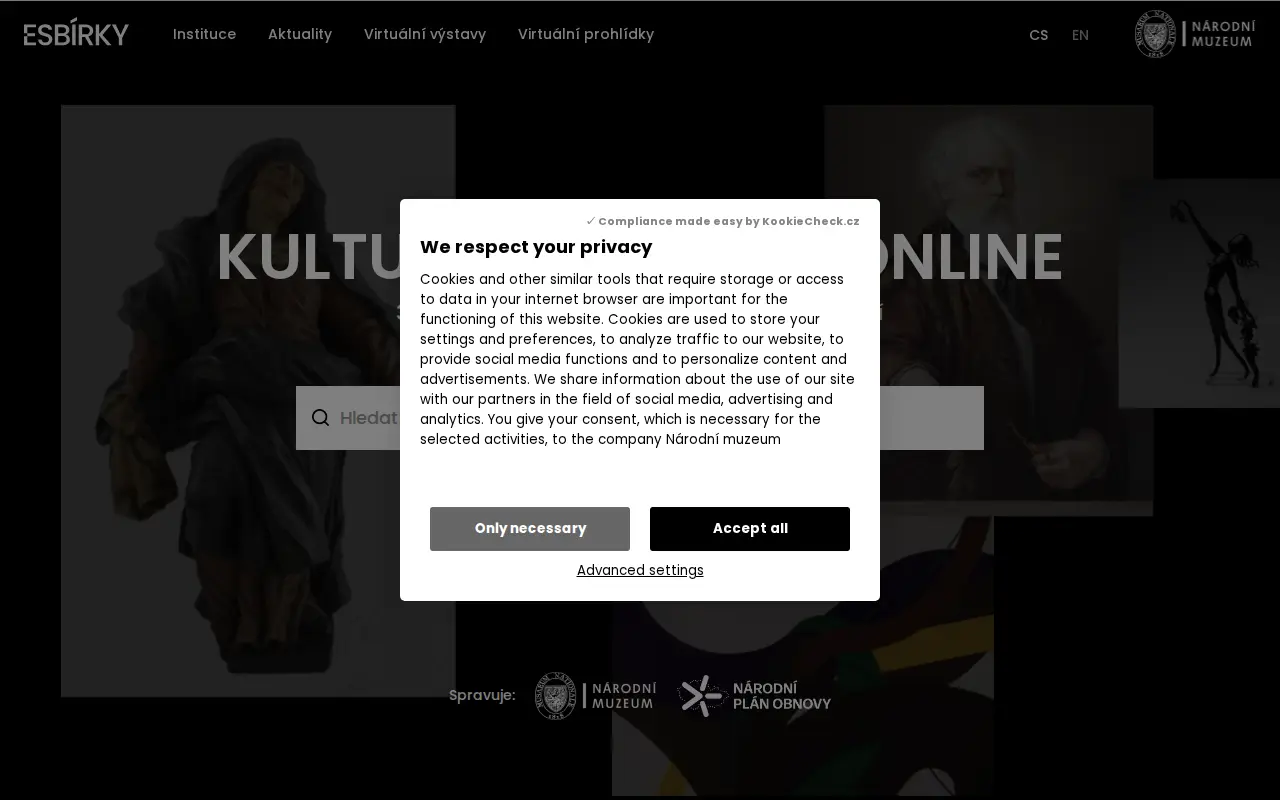 eSbírky website preview