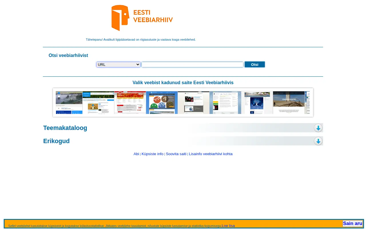 Estonian Web Archive website preview