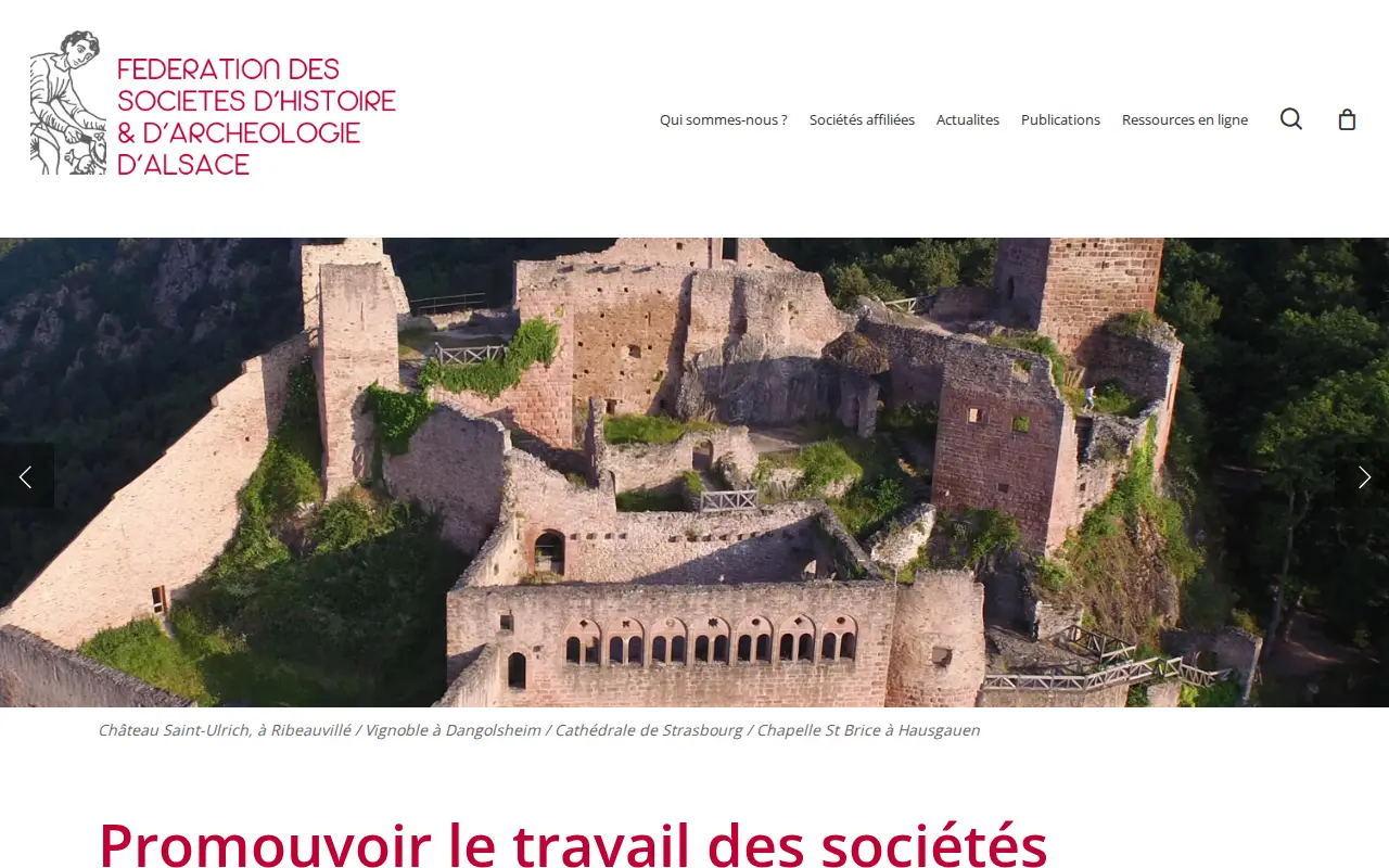 Fédération des sociétés d'histoire et d'archéologie d'Alsace website preview