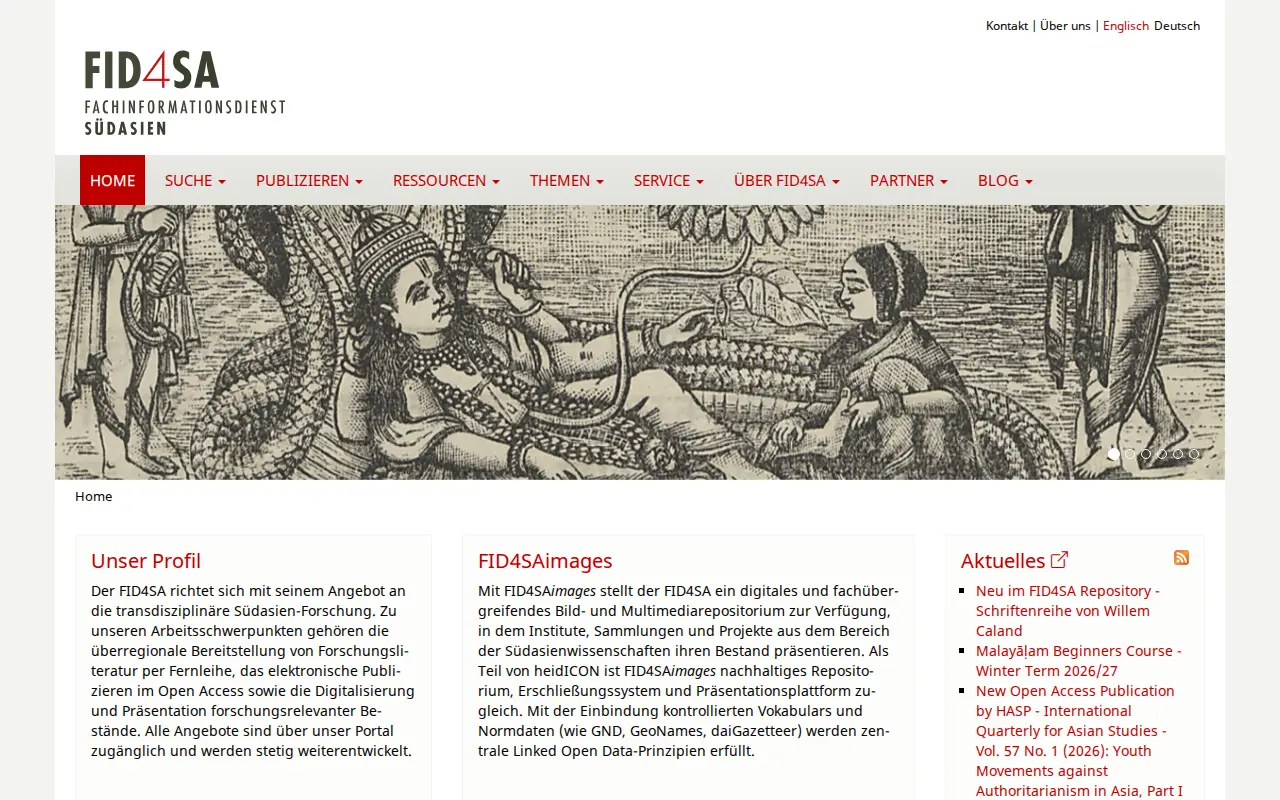 FID4SA – Specialized Information Service South Asia website preview