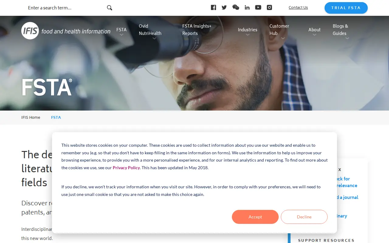 Food Science and Technology Abstracts website preview