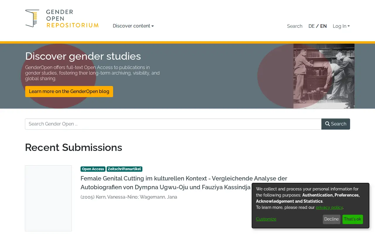 GenderOpen website preview