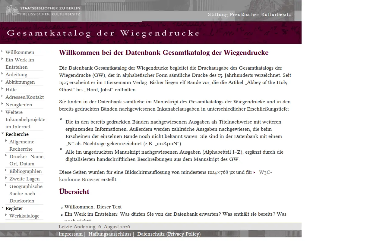 Gesamtkatalog der Wiegendrucke website preview