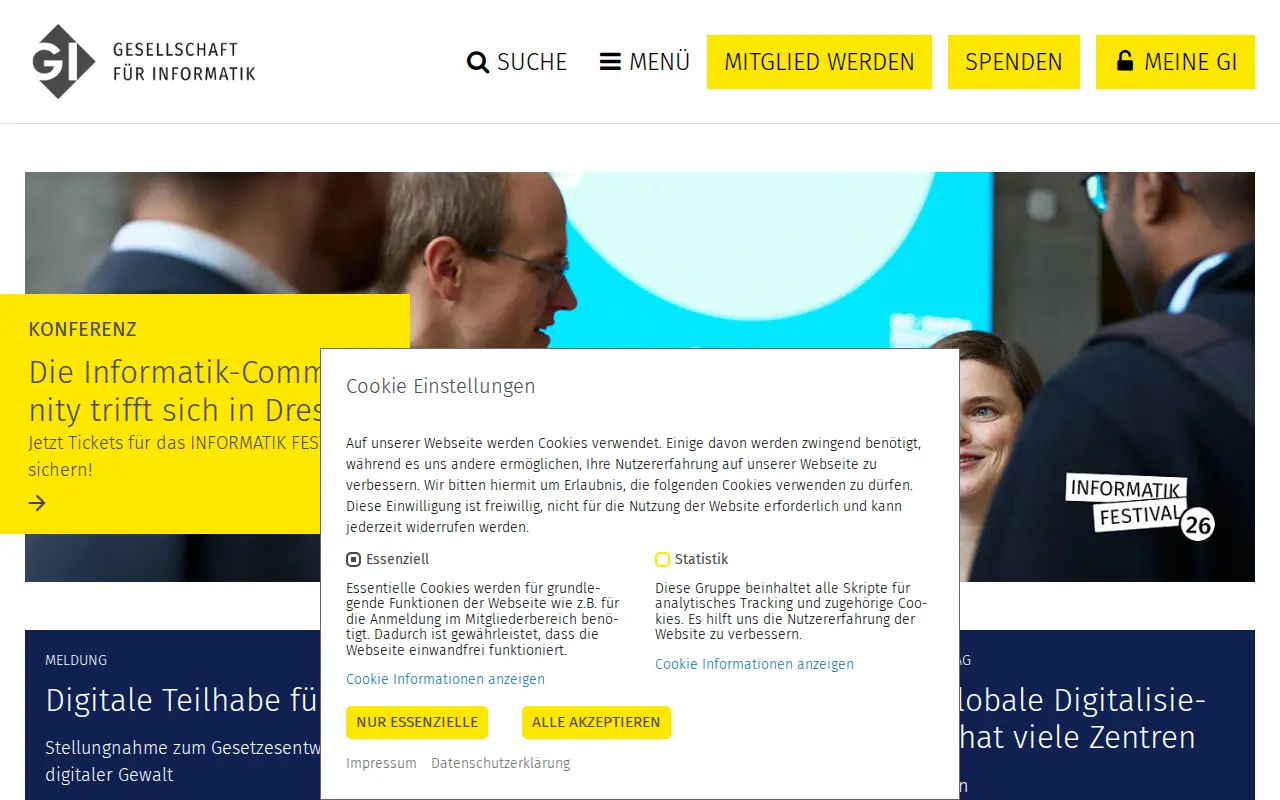 Gesellschaft für Informatik website preview