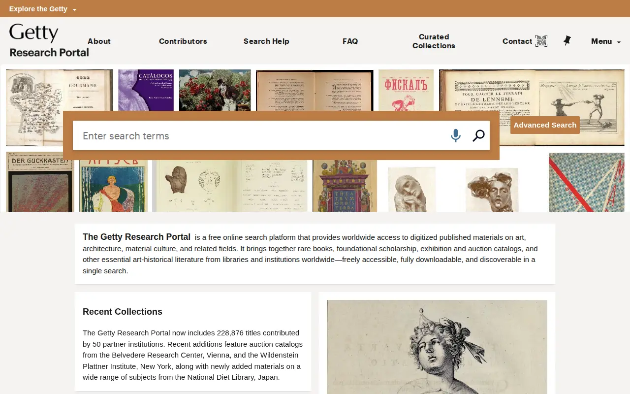 Getty Research Portal website preview